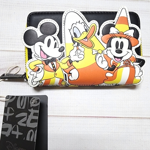 Loungefly Handbags - NWT Loungefly Disney Mickey and Friends Candy Corn Zip Around Wallet